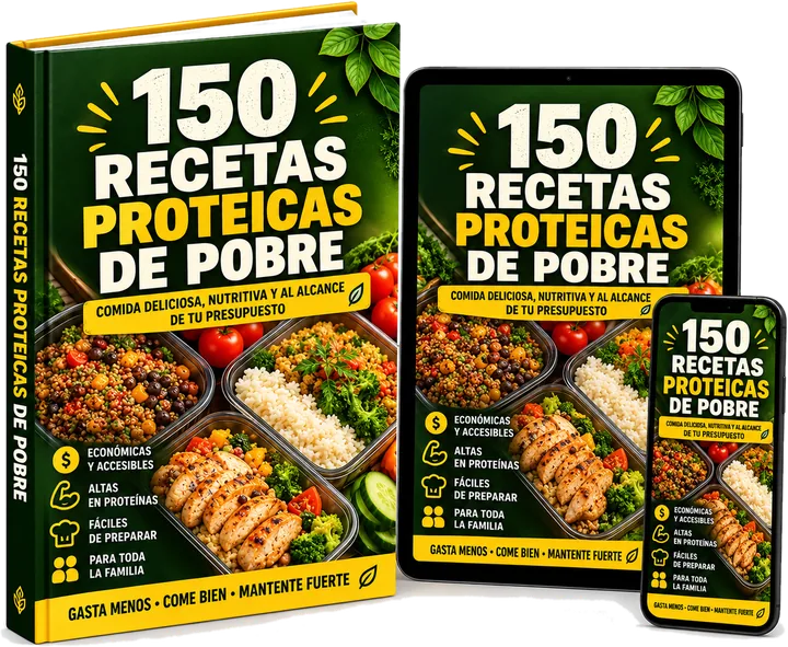 E-book 150 Recetas Proteicas de Pobre en libro, tablet y celular