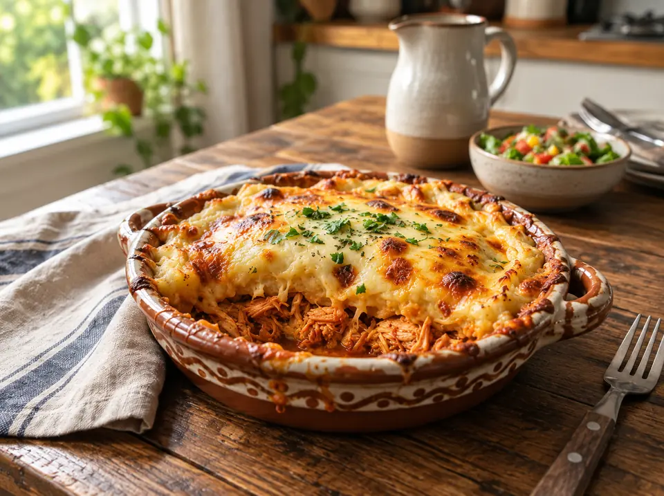Gratinado proteico de pollo con puré