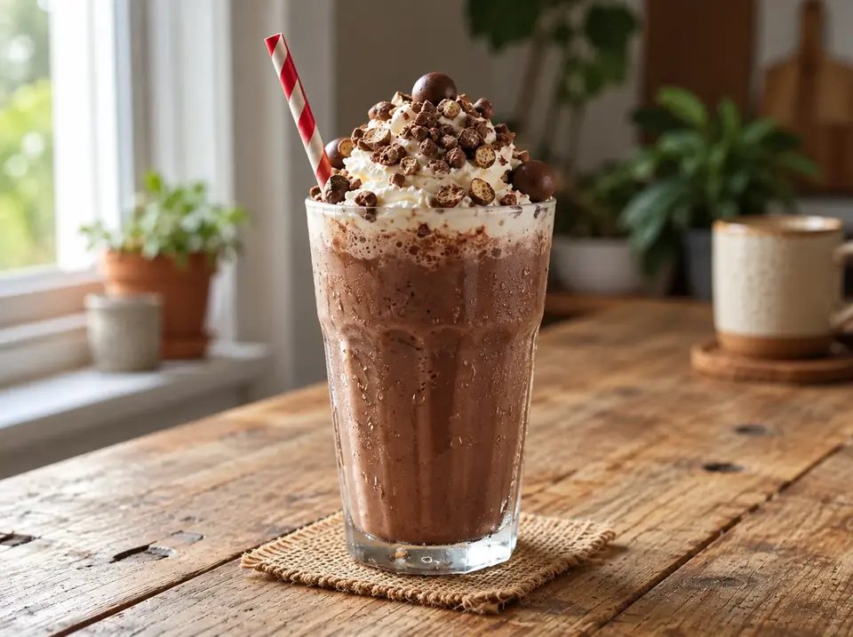 Milkshake proteico de chocolate malteado